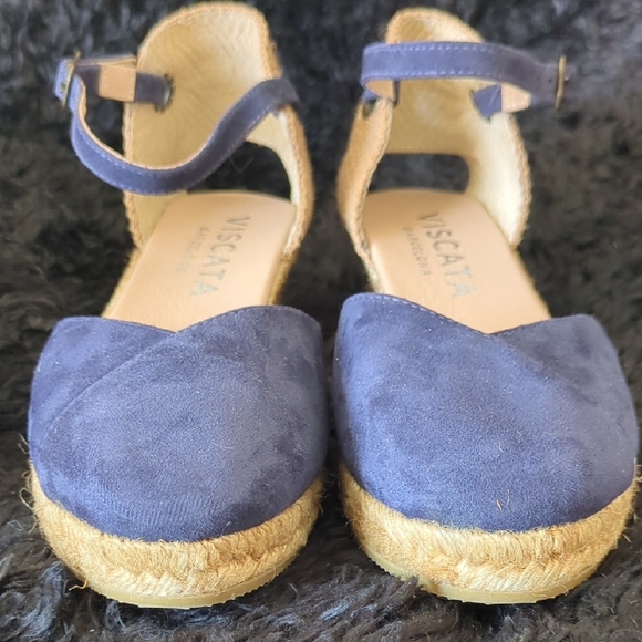 ISCATA Blue Espadrille Wedge Sandals - Picture 4 of 8